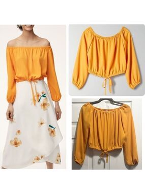 Wilfred Aritzia Eleanora Off the Shoulder Cropped Blouse Size X-Small XS